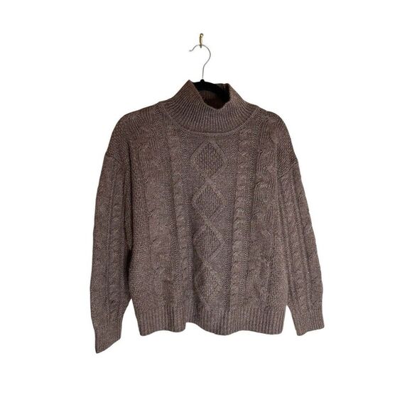 GAP Cable-Knit Turtleneck Sweater New Cashmere Brown Size XS NWT - Picture 1 of 7